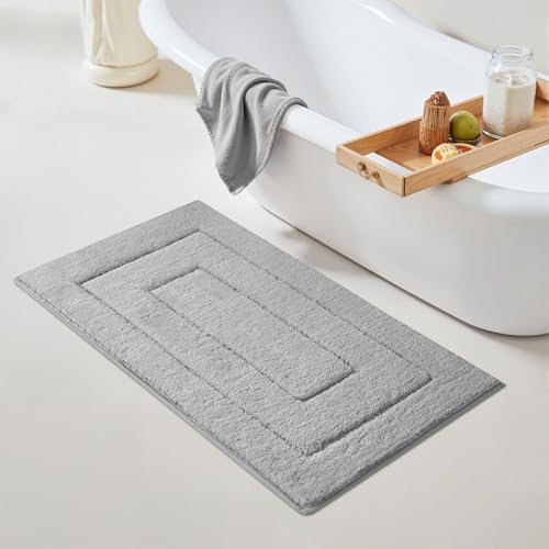 GRANNY SAYS Long Bathroom Rug Mat, Bath Mats Non-Slip, Super Soft and Water Absorbent, Large Bath Rugs, Machine Wash Dry, Bathroom Runner Rugs for Floor, Tub and Shower, 24 x 43 - color: Grey, size: 2' x 3'7" (24" x 44")