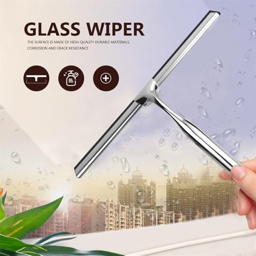 Stainless Steel Shower Scraper Shower Mirror Squeegee Antiskid Handle Corrosion Resistance for Bathroom Tool,Silver,Style C - size: Style C