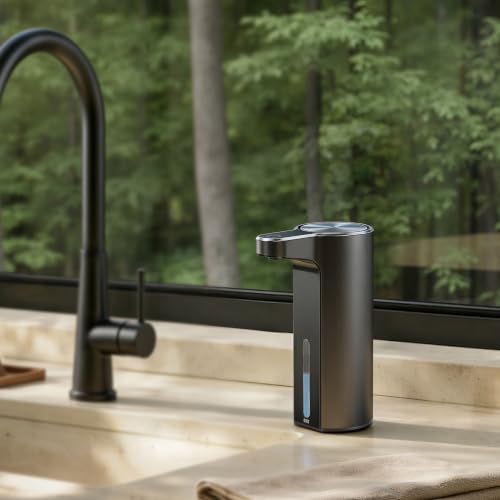 EKO Aroma Touchless Automatic Soap Dispenser for Bathroom and Kitchen, Liquid Hand Soap Dispenser, Water-Resistant and Rechargeable, 9 fl oz (Dark Grey) - color: Dark Grey, size: 9 oz (Standard Rechargeable)