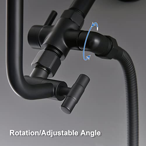 Metal Shower Diverter Valve, YDmeet 3 Way Shower Head Diverter for Handheld Showerhead and Fixed Rainfall Shower Head, Universal G1/2 Bathroom Shower System Replacement Part, Matte Black - color: Matte Black