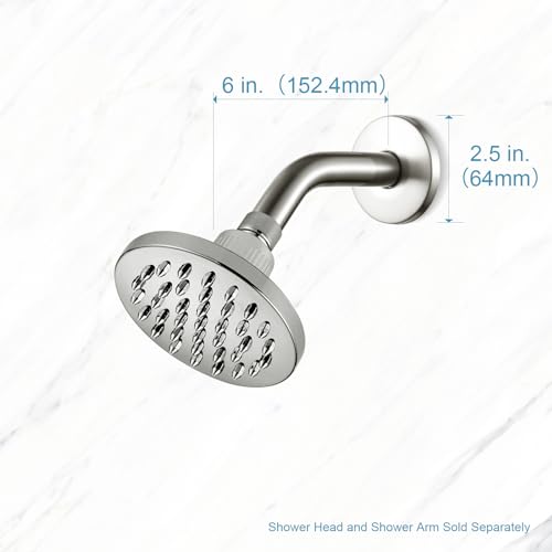 OFFO Shower Arm with Flange, 6 in Brushed Nickel Wall Mount Replacement Angle Shower Head Arm Wall-Mounted For Fixed Shower Head & Handheld Showerhead - color: Brushed Nickel, style: 6 in
