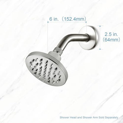 OFFO Shower Arm with Flange, 6 in Brushed Nickel Wall Mount Replacement Angle Shower Head Arm Wall-Mounted For Fixed Shower Head & Handheld Showerhead - color: Brushed Nickel, style: 6 in