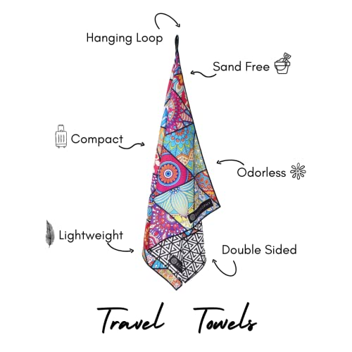 Microfiber Beach Towel - Quick Dry, Sand Free and Oversized 71x35 | Super absorbent, lightweight, swimming, gym, extra large, pool, cruise, camping, yoga, travel, compact, carry bag, vacation - color: Havana