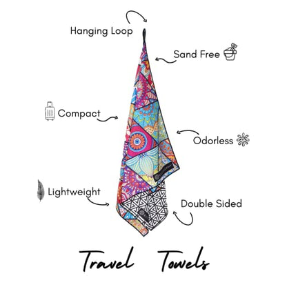 Microfiber Beach Towel - Quick Dry, Sand Free and Oversized 71x35 | Super absorbent, lightweight, swimming, gym, extra large, pool, cruise, camping, yoga, travel, compact, carry bag, vacation - color: Havana