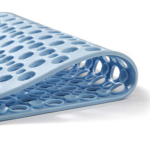 Bath Tub Shower Mat, Extra Soft Long Bath Mat Non-Slip with Suction Cups, TPE Bath Mat for Kids, Machine Washable Bathroom Mat (Blue, 35 x 16 Inch) - color: Blue, size: 35" x 16" (Rectangular)