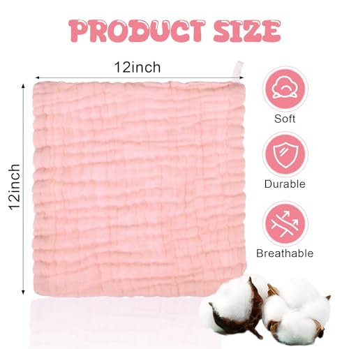 20 Pcs Baby Muslin Washcloth 12 x 12 Inch 100% Cotton Soft and Absorbent Muslin Washcloth Burp Cloth Wipe Newborn Face Towel for Baby Boy Girl Sensitive Skin(Powder Pink, White, Pink) - color: Powder Pink, White, Pink