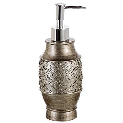 Creative Scents Dublin Silver 6 Piece Resin Bathroom Accessories Set | Includes Toilet Brush and Holder, Tissue Box Cover, Soap Dispenser, Toothbrush Holder, Tumbler Cup & Soap Dish - style: 6 Piece Set