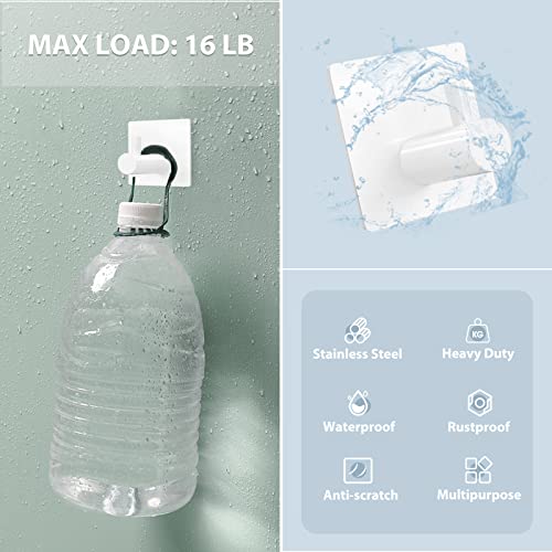 VIS'V Adhesive Towel Hooks, Shower Wall Stick on Hooks, White, 4 Pcs | Metal Material, Compact Design, Peel and Stick, 2 Extra Adhesive Strips, for Bathroom Kitchen Livingroom Office RV - color: White