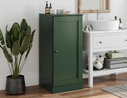 100% Solid Wood 16.5"" Bathroom Storage Cabinet with Shaker Door & Adjustable Shelves - color: Green, style: Shaker Door