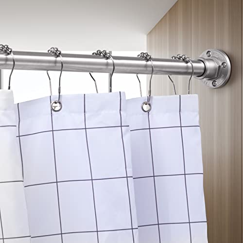 Industrial Shower Curtain Rod - 2-in-1 Design Tension Curtain Rod - Rustproof Non-Slip 27 to 43 Inch 304 Stainless Steel, Brushed Nickel Window Curtain Rod - color: Brushed Nickel, size: 27-43 Inches