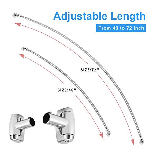 TOPROD Curved Shower Curtain Rod 48-72 Inches Adjustable Round Shower Rods | Chrome,Rounded Bowed,Stainless Steel,More Shower Space,Need to Drill,for Bathroom, Bathtub - color: Polished Chrome