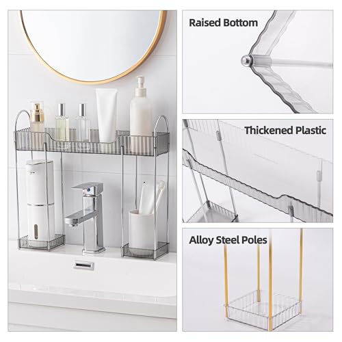 YCIA&DONE Bathroom Countertop Organizer Over The Faucet, Narrow Counter Organizers Above Sink, Table Mounted Faucet Over Sink Shelf for Kitchen, Toilet, Laundry(Smoky Gray) - color: Smoky Gray