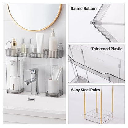 YCIA&DONE Bathroom Countertop Organizer Over The Faucet, Narrow Counter Organizers Above Sink, Table Mounted Faucet Over Sink Shelf for Kitchen, Toilet, Laundry(Smoky Gray) - color: Smoky Gray