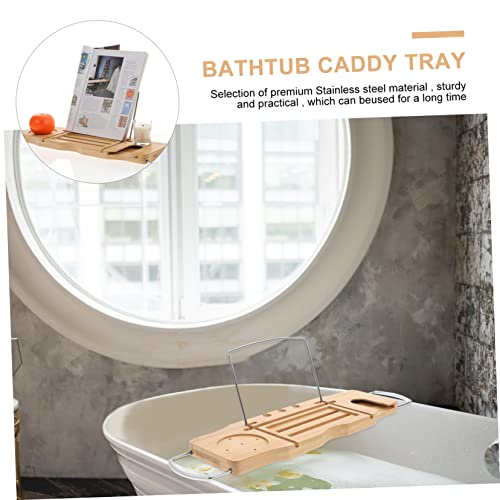 Bamboo Bathtub Shelf Tub Tray for Bathtub Expandable Adjustable Bathroom Accessory