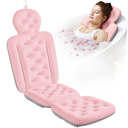 Full Body Bath Pillow for Bathtub, Thick Bathtub Cushion, Luxury Tub Pillow for Bath for Headrest Neck and Back Support Pink 56" x 16" - color: Pink, size: 56" X 16"