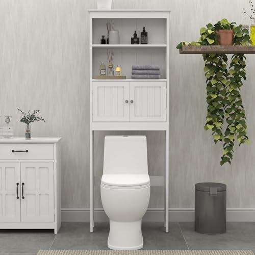 HRVEOCEI White Over The Toilet Storage Cabinet with Doors, Freestanding Bathroom Above Toilet Storage & Tall Bathroom Over Toilet Storage Cabinet (Style2) - style: Style2