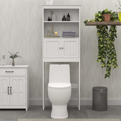 HRVEOCEI White Over The Toilet Storage Cabinet with Doors, Freestanding Bathroom Above Toilet Storage & Tall Bathroom Over Toilet Storage Cabinet (Style2) - style: Style2