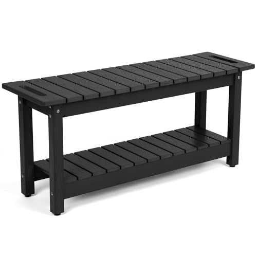 41" Shower Bench, Waterproof HIPS Shower Stool for Shaving Legs | Shower Chair Seat Holds up to 400lbs, Bathroom Bench for Inside Shower, Non-Slip (Black) - color: Black, size: 41" Bench