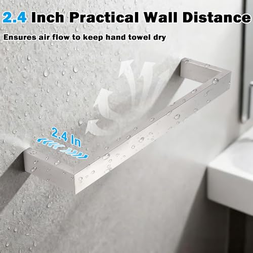 Livabber Square Bath Towel Bar, 304 Stainless Steel Towel Rack, Heavy Duty Towel Holder Wall Mounted for Bathroom Accessories, Kitchen, Brushed Nickel (12 Inch) - size: 12 Inch