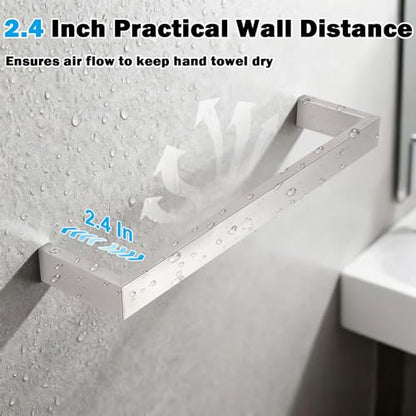 Livabber Square Bath Towel Bar, 304 Stainless Steel Towel Rack, Heavy Duty Towel Holder Wall Mounted for Bathroom Accessories, Kitchen, Brushed Nickel (12 Inch) - size: 12 Inch