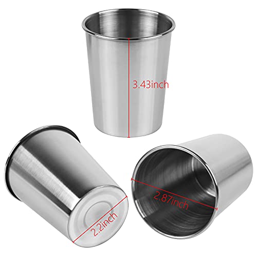 230ml Stainless Steel Cups Shatterproof Drinking Glasses, 3 Pack | 8 Ounce Drinking Cups Pint Metal