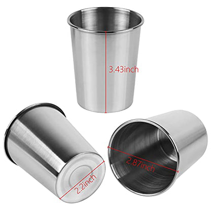 230ml Stainless Steel Cups Shatterproof Drinking Glasses, 3 Pack | 8 Ounce Drinking Cups Pint Metal