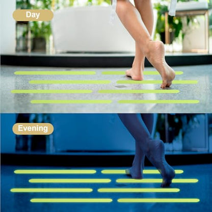 Luminous Non Slip Shower Stickers, Anti Slip Waterproof Bathtub Adhesive Mat Strips, Safe Visible Stair Floor Ladder Tape Decal, Protect Kid Elder for Boat Swimming Pool Health Club (60 Pcs) - color: 60 Pcs