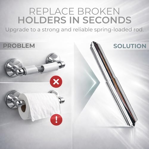 Toilet Paper Holder Spring Rod | Toilet Paper Roller Replacement | Standard & 7 Inch Size Toilet Paper Holder Replacement Rod (1, Chrome) - color: Chrome