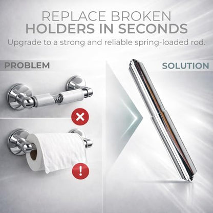 Toilet Paper Holder Spring Rod | Toilet Paper Roller Replacement | Standard & 7 Inch Size Toilet Paper Holder Replacement Rod (1, Chrome) - color: Chrome