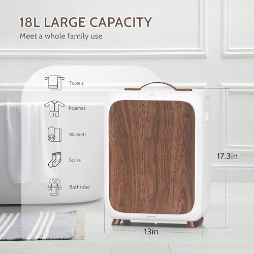 Keenray Towel Warmer Bucket, Luxury Rectangle Towel Warmer for Bathroom with Timer & Delay, Customized Fragrance, Child Lock, Fits 2 Large Towels, Blankets, Bathrobes, Ideal Gift for Him & Her(Brown) - color: White/Brown Color