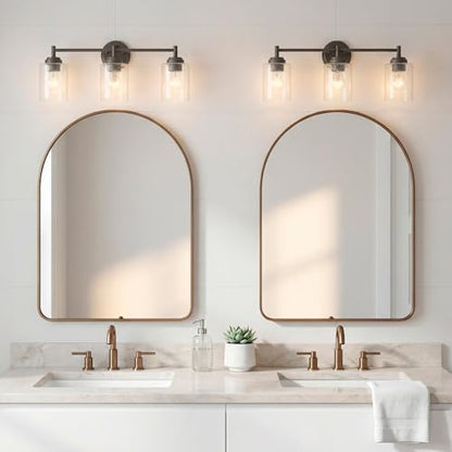 Kichler Winslow 21.5" Vanity Light in Olde Bronze®, 3-Light Transitional Bathroom Light with Clear Seeded Glass. (21.5" W x 9.25" H), 45886OZ - color: Old Bronze, size: 21.5"