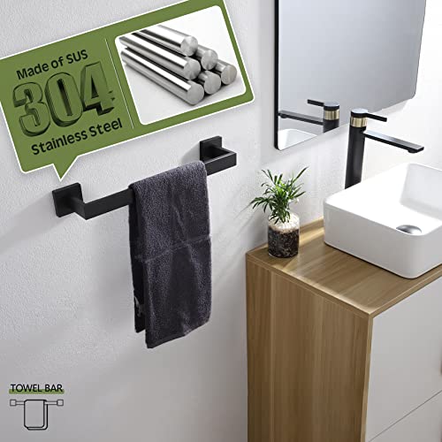 KOKOSIRI 16-Inch Single Towel Bar, Bathroom Kitchen Towel Holder, Wall Mounted SUS304 Stainless Steel Towel Rack 2 Pack, Matte Black, B4003BK-L16-P2 - color: Matte Black, size: 16-Inch (2 Pack)
