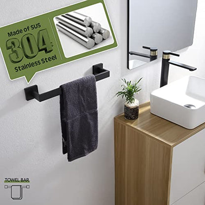 KOKOSIRI 16-Inch Single Towel Bar, Bathroom Kitchen Towel Holder, Wall Mounted SUS304 Stainless Steel Towel Rack 2 Pack, Matte Black, B4003BK-L16-P2 - color: Matte Black, size: 16-Inch (2 Pack)