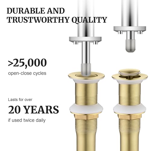 Pop up Sink Drain Stopper for Bathroom Vessel Vanity Sink Art Basin Brushed Gold, Small Cap Without Overflow, Metal Pop-up Drain Strainer with Detachable Basket Stopper | Pop Up Drain, Made of Metal, Small Cap, with Detachable Basket Stopper, Drain Fast,