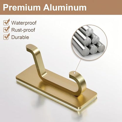 pickpiff 12 Pack Stick-on Hooks Strong 13LB for Coat & Towel, Brushed Gold - color: Gold, size: 12 Pack