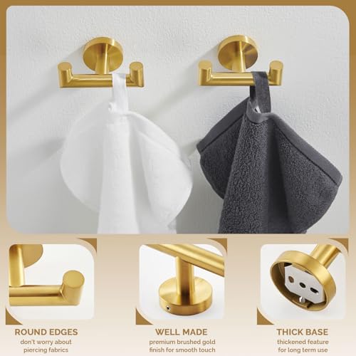 Angle Simple Towel Hooks 2 Pack, Double Bath Towel Holder Brushed Dark Gold | SUS304 Stainless Steel, Robe Coat Wall Hook for Bathroom Entryway Closet, Screws Mount - color: Brushed Dark Gold, size: 2 Pack