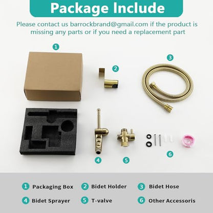 BARROCK Bidet Sprayer for Existing Toilet, Advanced Handheld Ergonomic Jet Spray Set with Precision Water Pressure Control for Muslim Shower/Feminine Hygiene/Pet Cleaning, Brushed Gold - color: Brushed Gold