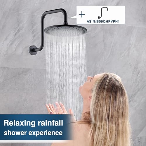 BRIGHT SHOWERS Rain Shower Head, 9 Inch High Pressure Waterfall Showerhead with Adjustable Angle and Anti-clogging Silicone Nozzles, Luxury Bathroom Overhead Shower, Oil-Rubbed Bronze - color: Oil Rubbed Bronze