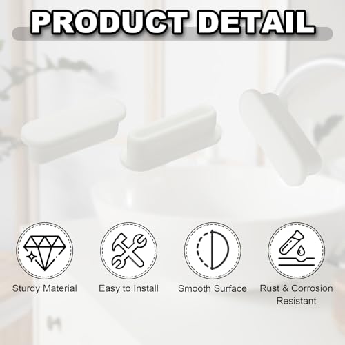 uxcell 6Pcs Sink Overflow Ring, Universal Sink Overflow Drain Cover, Insert in Hole Silicone Cap Oval Caps for Bathroom Kitchen Basin Wash Basin, White