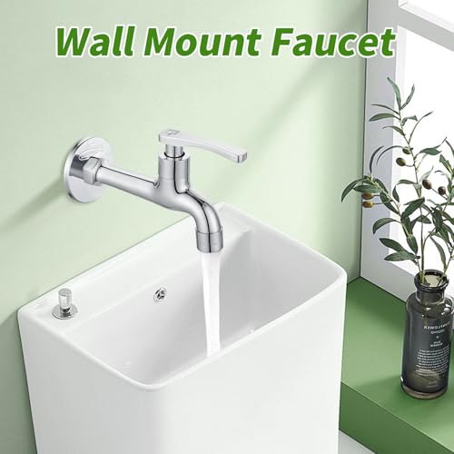 SUBMARINE Wall Mounted Balcony Mop Sink Faucet, Chrome Brass Single Handle Cold Faucet, Used for Bathroom Mop Sink, Kitchen Sink, Balcony and Garden