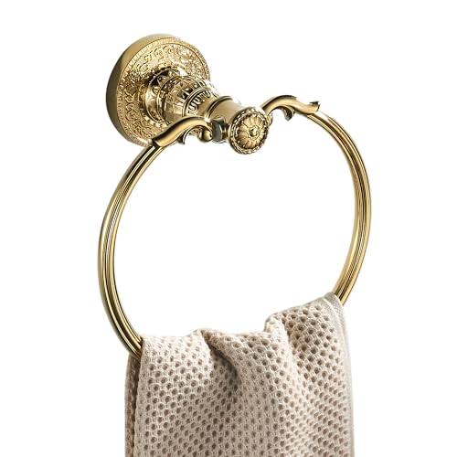 Vintage Style GoldTowel Ring Retro Towel Holder Wall Mounted Bathroom Hardware - color: Antique Gold-towel Ring
