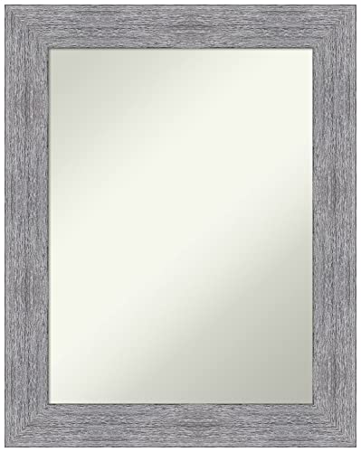 Amanti Art Grey Bathroom Mirror for Over Sink, 29x23 Bark Rustic Grey Rectangle Vanity Mirror, Medium Country Rustic Frame, Hangs Horizonally and Vertically, Bathroom Wall Decor, Non-Beveled Edge - color: Bark Rustic Grey, size: 29"L x 23"W
