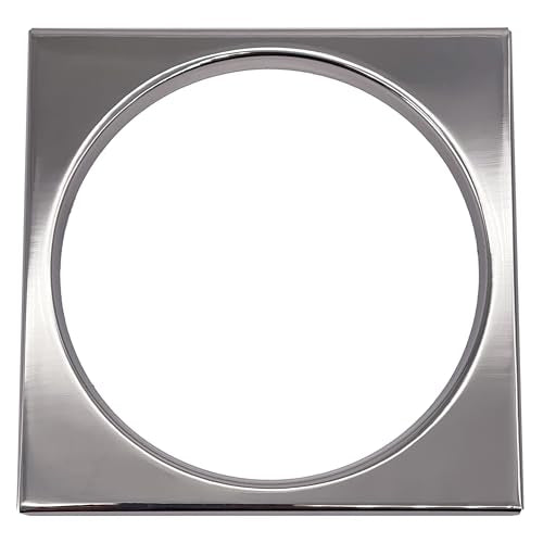 Westbrass R313-26 Square Brass Shower Tile with Round Strainer Grid Drain Cover and Crown Ring, Polished Chrome - color: Polished Chrome, size: 1-Pack