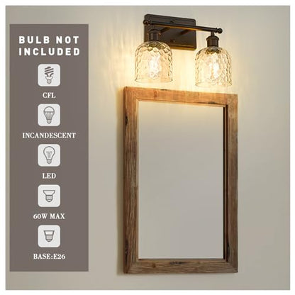 zeyu 2-Light Bathroom Vanity Light, Farmhouse Wall Sconce Lighting with Clear Hammered Glass, Oil Rubbed Bronze Finish, ZJF63B-2W ORB - color: Oil Rubbed Bronze|Hammered Glass, size: 2-Light