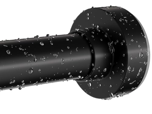 Black Shower Curtain Rod 34-82 Inches(2.8-6.8ft) Never Rust Adjustable Shower Rod Spring Tension Non Slip No Drilling Shower Rods for Bathroom Garland Window - color: Matte Black, size: 34”-82“