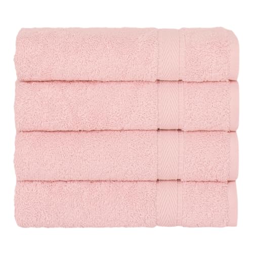 Supreme Terry 4-Piece Hand Towel Set, Ultra Soft 100% Turkish Cotton, Absorbent & Quick Dry, Ideal for Bathroom & Spa-Pink - color: Pink, size: Hand Towel Set