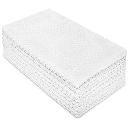 COTTON CRAFT Amazing Kitchen Towels - 8 Pack 100% Cotton Waffle Terry Towel | White - 16x28 inch Euro Café Waffle Weave Dish Towels - Soft Absorbent Quick Dry Low Lint Reusable Pantry Bar Cleaning Cloth - color: White, size: 8 Pack