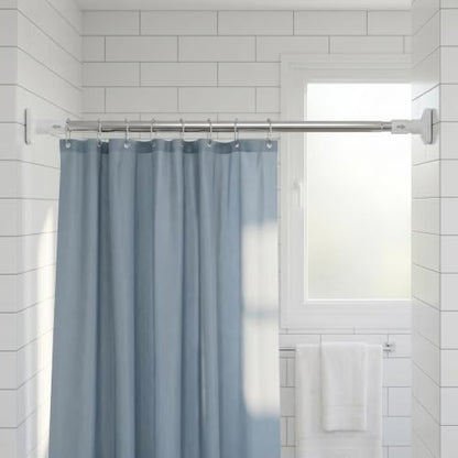 KALLORY Adjustable Tension Rod 19.7-31.5 Inch Spring Curtain Rod | Stainless Steel Rod No Drill Shower Curtain Rod for Bathroom Closet and Home Organization