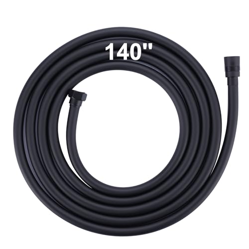 Aleasha Extra Long PVC Shower Hose Replacement for Bathing, Toilet Cleaning, Dogs - Matte Black 140 Inch Long Hose - color: Black, size: 140inch