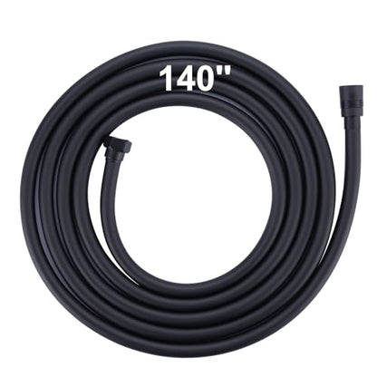 Aleasha Extra Long PVC Shower Hose Replacement for Bathing, Toilet Cleaning, Dogs - Matte Black 140 Inch Long Hose - color: Black, size: 140inch